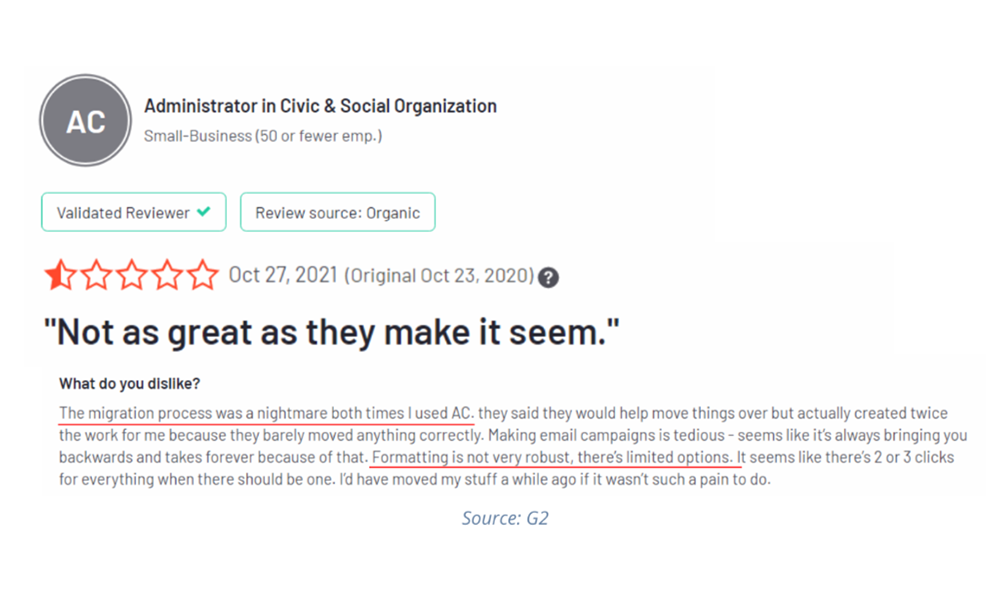 ActiveCampaign customer review2