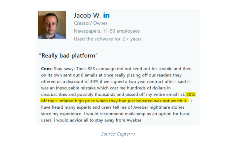 AWeber customer review2