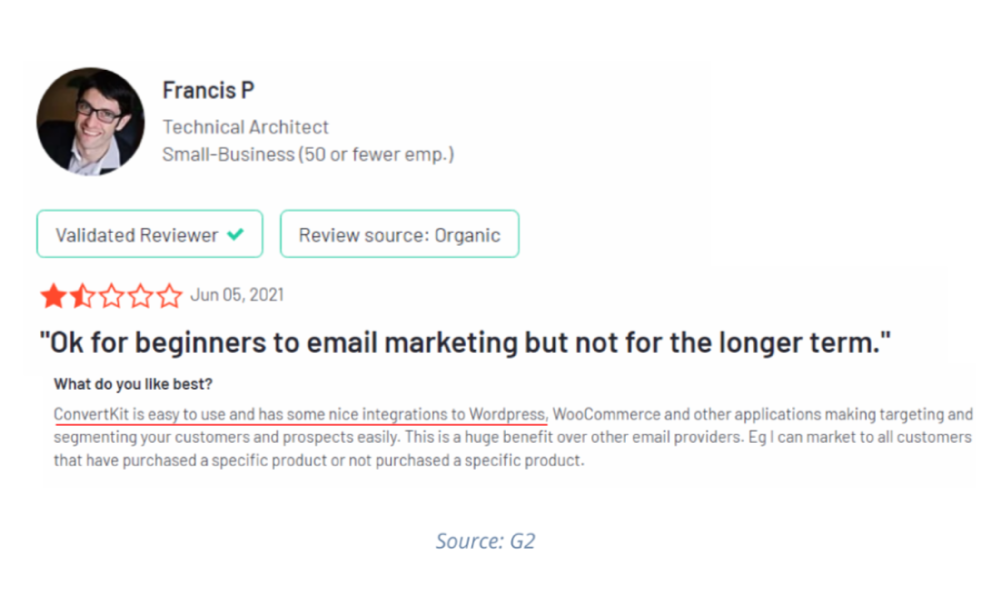 ConvertKit customer review4