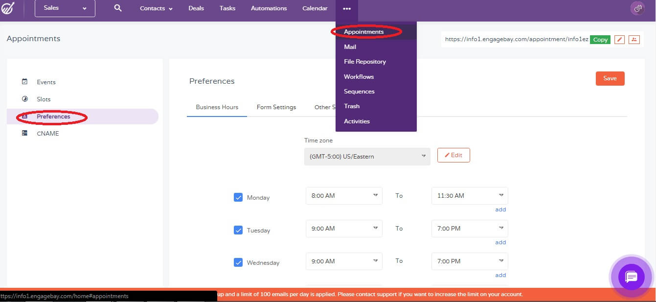 Appointment scheduling software preferences