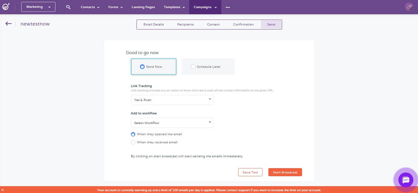 schedule email broadcast