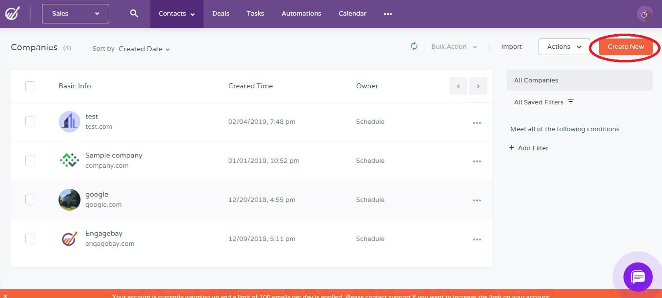 customize company field in engagebay