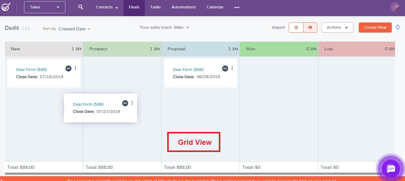 deal stages in engagebay