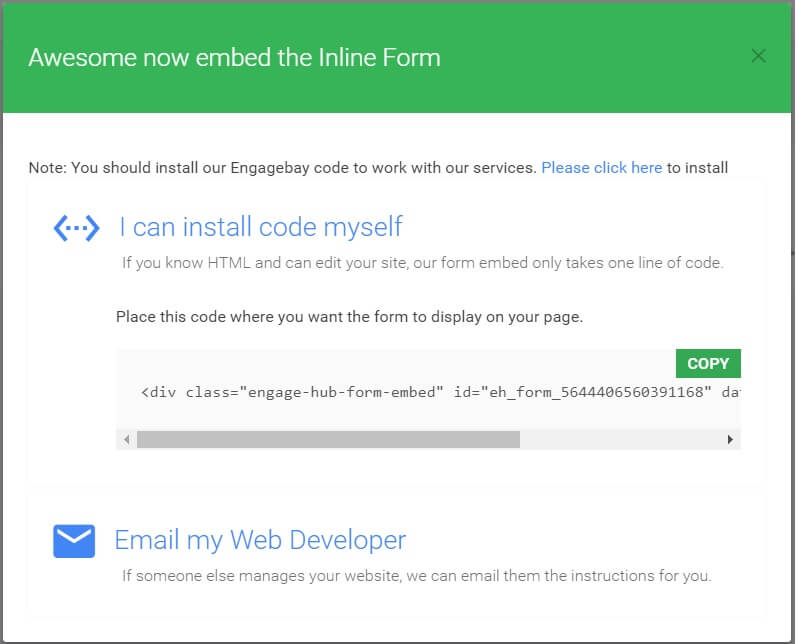 inline form code
