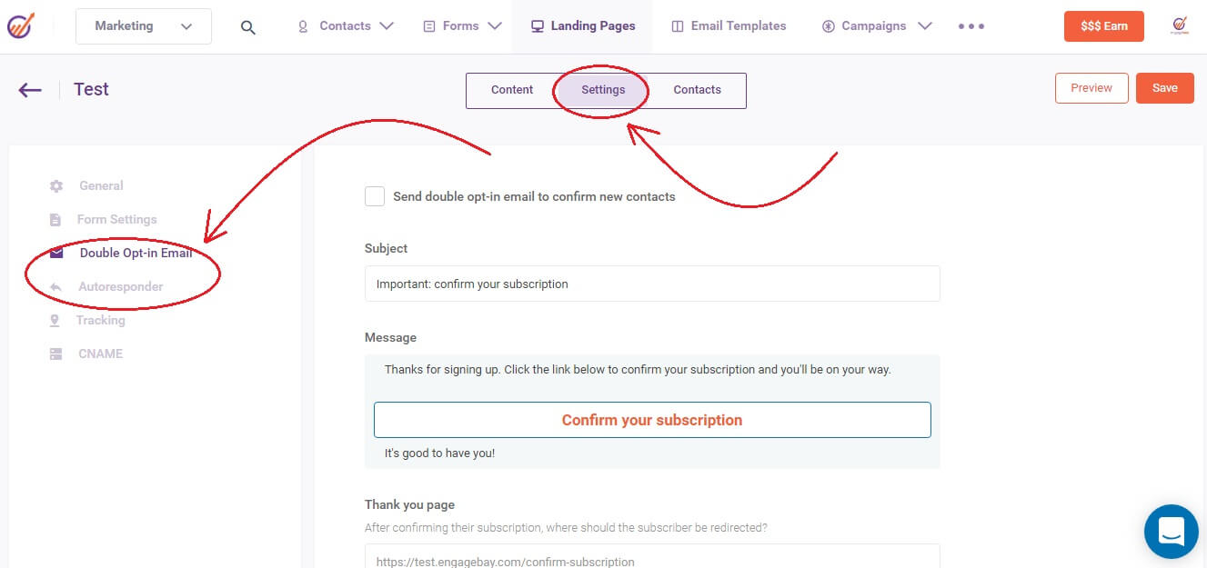 opt-in landing pages