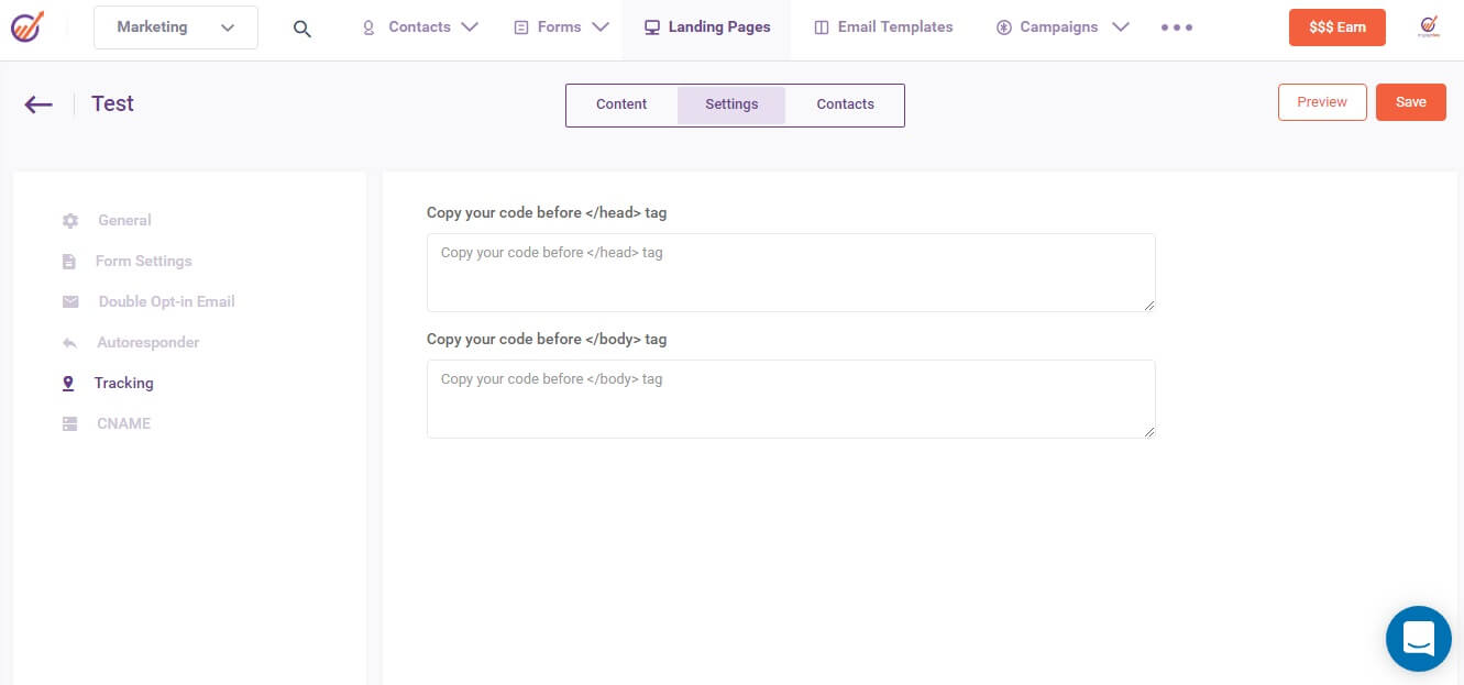 tracking landing pages