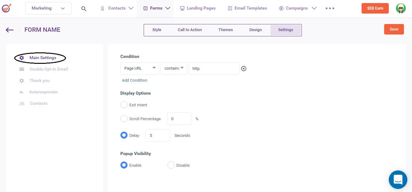 conditions in web popups