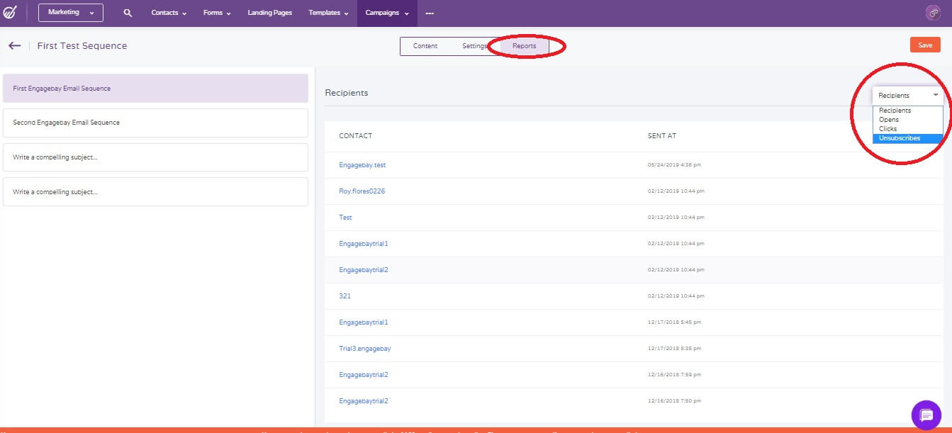 email sequences actions