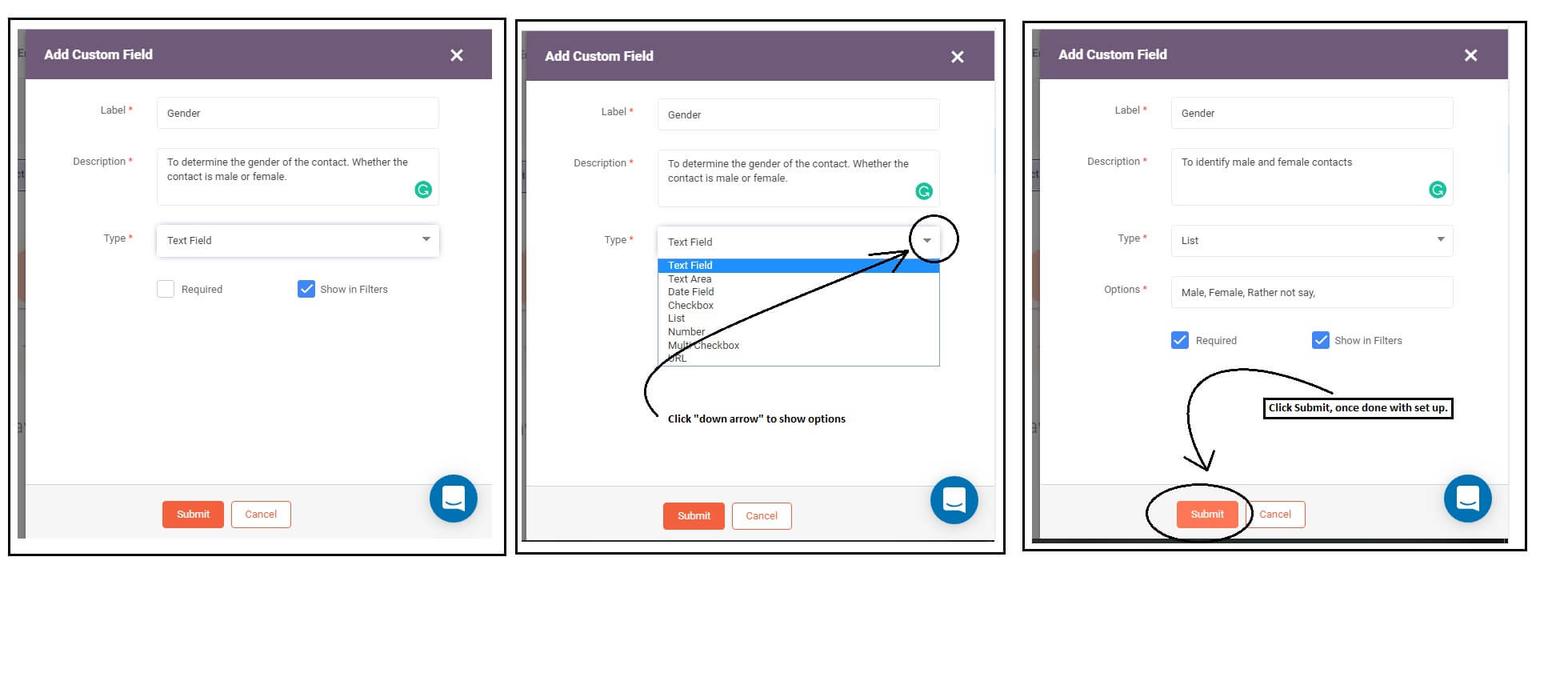 Configurar el campo personalizado en engagementbay