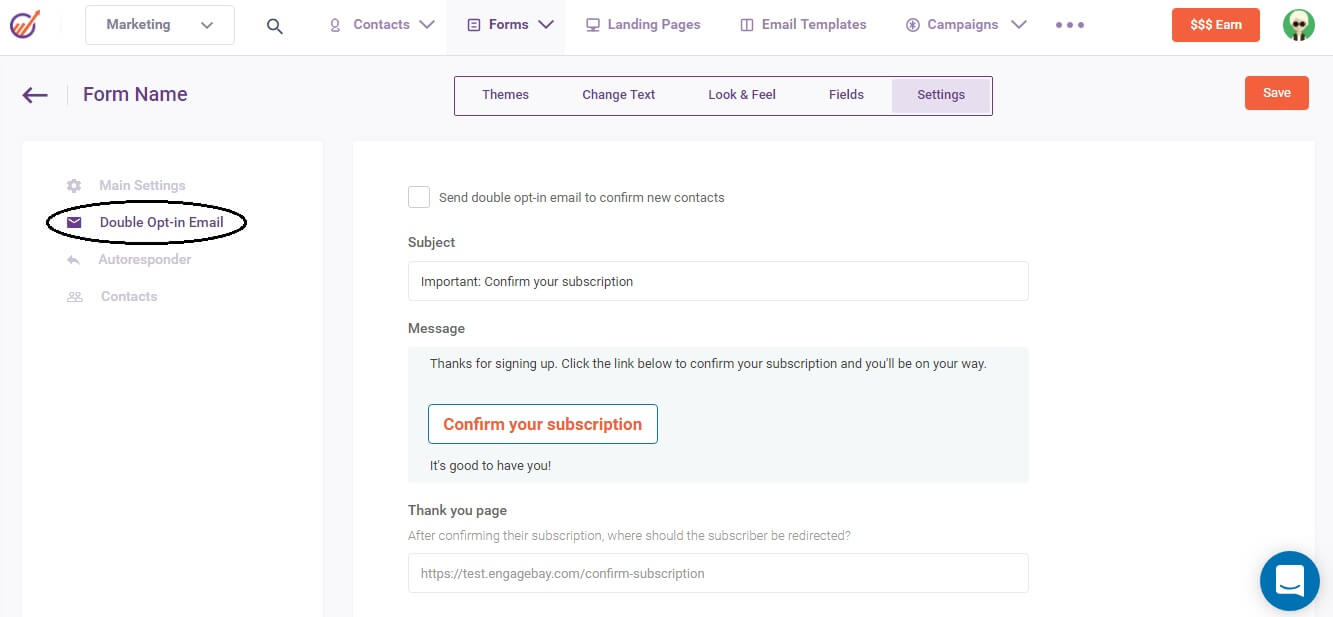 Create inline forms in EngageBay