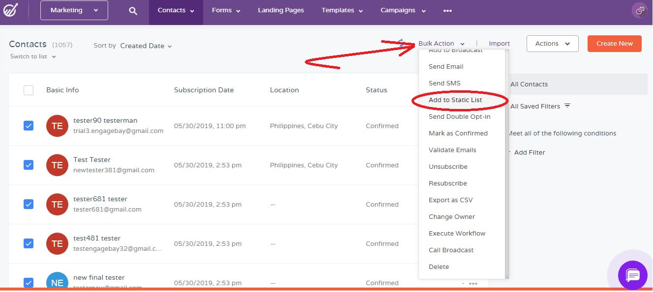 create static list of objects c#